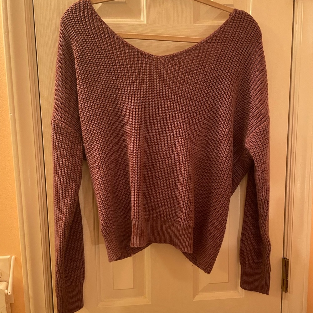 Purple open-back sweater